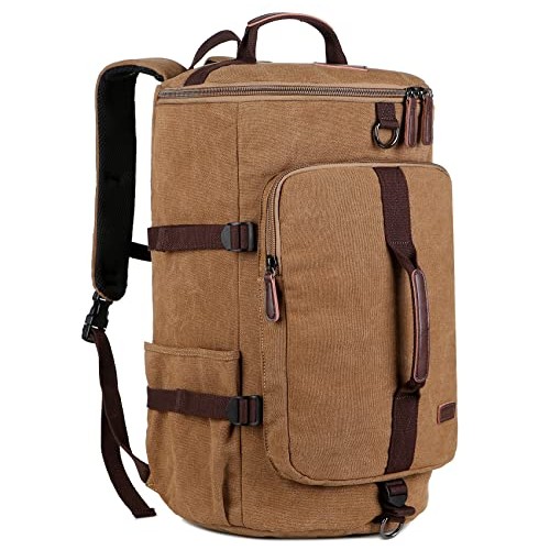 Baosha HB-26 Vintage Canvas Convertible Holdall Bag, Coffee-8