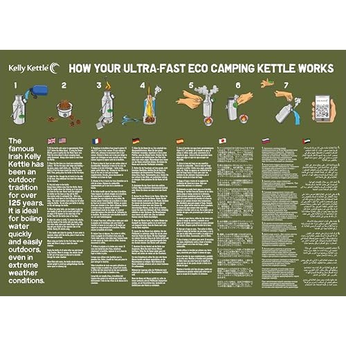 Kelly Kettle Base Camp Basic Kit 1.6 L Stainless Steel Camping Kettle with Cook Set and Pot Support-1