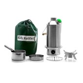 Kelly Kettle Base Camp Basic Kit 1.6 L Stainless Steel Camping Kettle with Cook Set and Pot Support