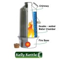 Kelly Kettle Base Camp Basic Kit 1.6 L Stainless Steel Camping Kettle with Cook Set and Pot Support