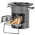 BBQ-Toro Rocket Furnace Rocket #2, Rocket Stove for Dutch Oven and Grill Pans, Grey