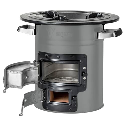 BBQ-Toro Rocket Furnace Rocket #2, Rocket Stove for Dutch Oven and Grill Pans, Grey-4