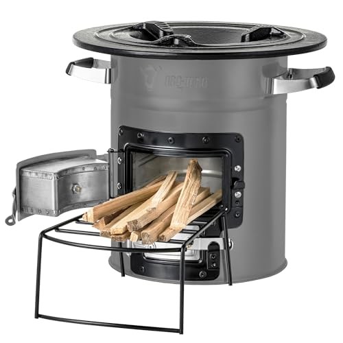 BBQ-Toro Rocket Furnace Rocket #2, Rocket Stove for Dutch Oven and Grill Pans, Grey