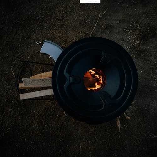 BBQ-Toro silver rocket stove, Ø 32, with 2 air vents and firewood rack-1