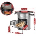 BBQ-Toro silver rocket stove, Ø 32, with 2 air vents and firewood rack