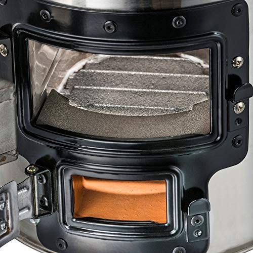 BBQ-Toro silver rocket stove, Ø 32, with 2 air vents and firewood rack-6
