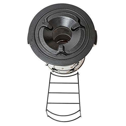 BBQ-Toro silver rocket stove, Ø 32, with 2 air vents and firewood rack-8