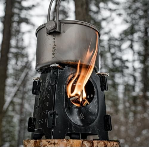 überleben Stöker Flat Pack Wood Camping Stove, Carbon Black-4