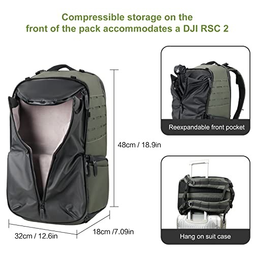 Besnfoto Waterproof Camera Backpack with Laptop Compartment, Olive Green-2
