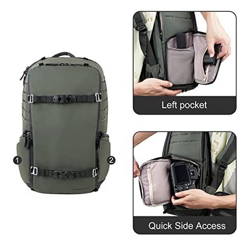 Besnfoto Waterproof Camera Backpack with Laptop Compartment, Olive Green-4