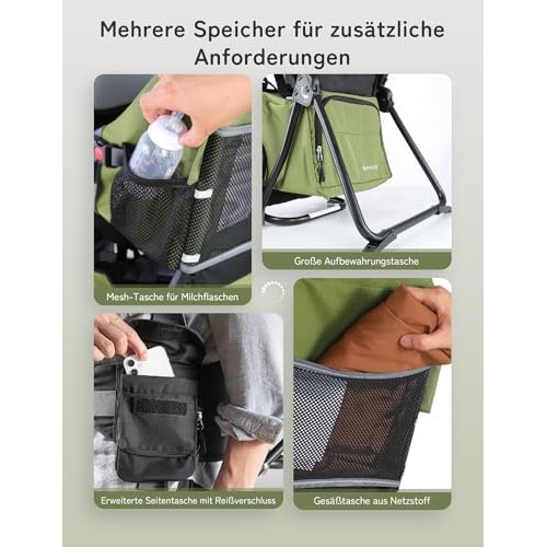 besrey Baby Backpack Carrier with 3-Height Safety Seat, Adjustable Straps and Waist Belt, Foldable Frame, Lightweight Large Capacity Child Carrier, Army Green-3