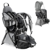 besrey Baby Backpack Carrier, Toddler Hiking Backpack, Plus Grey, with Safety 3-Height Seat, Adjustable Straps and Waist Belt, Foldable Frame