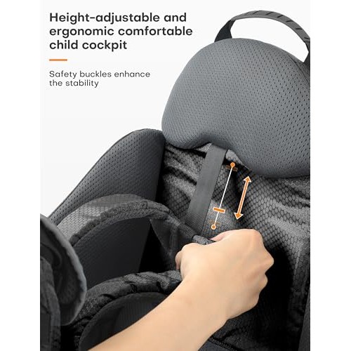 besrey Baby Backpack Carrier, Toddler Hiking Backpack, Plus Grey, with Safety 3-Height Seat, Adjustable Straps and Waist Belt, Foldable Frame-4