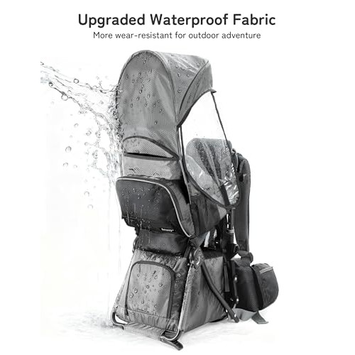 besrey Baby Backpack Carrier, Toddler Hiking Backpack, Plus Grey, with Safety 3-Height Seat, Adjustable Straps and Waist Belt, Foldable Frame-5