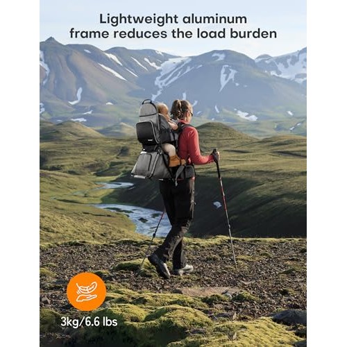 besrey Baby Backpack Carrier, Toddler Hiking Backpack, Plus Grey, with Safety 3-Height Seat, Adjustable Straps and Waist Belt, Foldable Frame-7