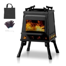 Bonnlo Camping Wood Burning Stove, Portable Detachable Fire Pit, 27x27x34cm