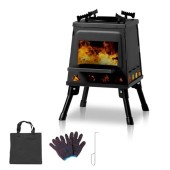 Bonnlo Camping Wood Burning Stove, Detachable Portable Fire Pit, 36x36x46cm