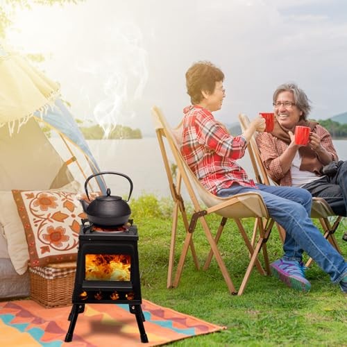 Bonnlo Camping Wood Burning Stove, Detachable Portable Fire Pit, 36x36x46cm-8