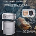 Boundless Voyage Titanium Pot and Pan Set 1100ml + 300ml with Folding Handles