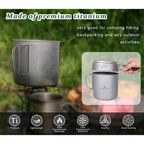 Boundless Voyage Titanium Pot and Pan Set 1100ml + 300ml with Folding Handles-6
