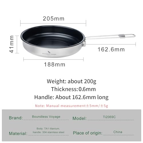 Boundless Voyage 1L Titanium Non-stick Camping Frying Pan, 18.8cm-1