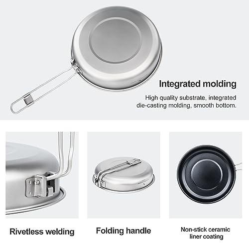 Boundless Voyage 1L Titanium Non-stick Camping Frying Pan, 18.8cm-2