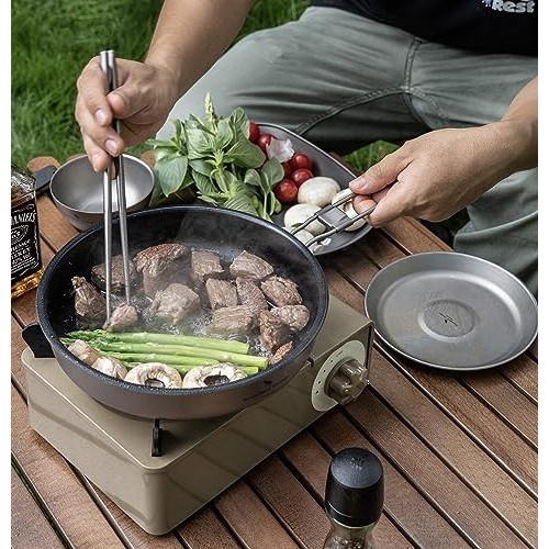 Boundless Voyage 1L Titanium Non-stick Camping Frying Pan, 18.8cm-6