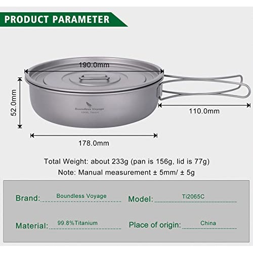 Boundless Voyage Titanium Induction Frying Pan with Lid, 8 inch, Ti2065C, non-stick 1pc-3