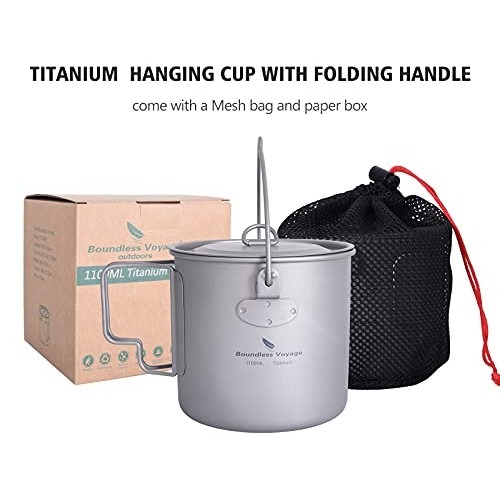 Boundless Voyage 1100ml Titanium Pot with Lid and Folding Bail Handle-2