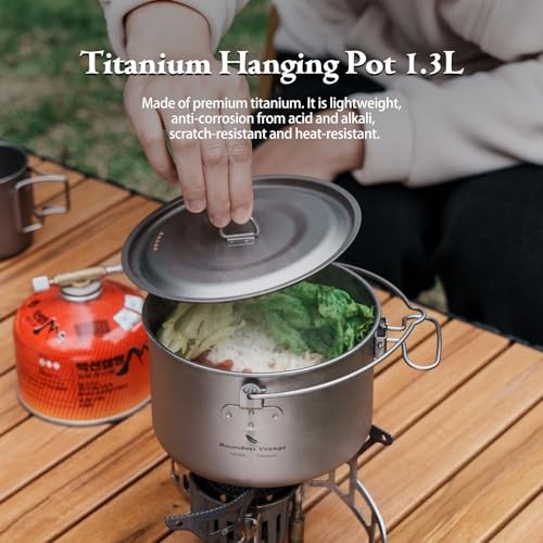 Boundless Voyage 1300ml Titanium Pot with Lid and Folding Bail Handle-4