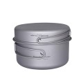 Boundless Voyage Titanium Pot and Pan Set with Lid, Folding Bail Handle, Ti15114A 1000ml + 500ml