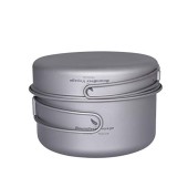 Boundless Voyage Titanium Pot and Pan Set with Lid, Folding Bail Handle, Ti15114A 1000ml + 500ml