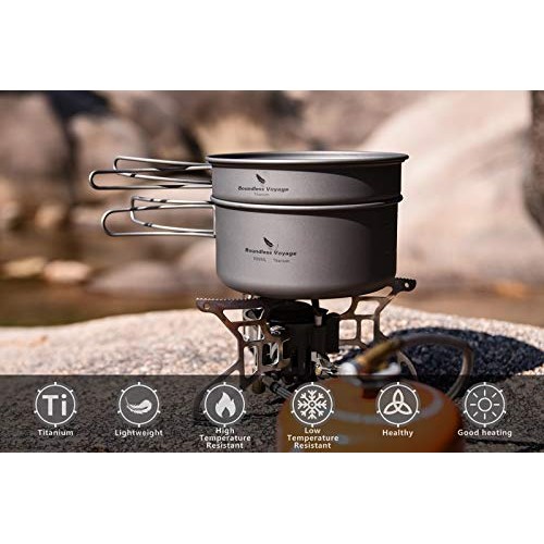 Boundless Voyage Titanium Pot and Pan Set with Lid, Folding Bail Handle, Ti15114A 1000ml + 500ml-4