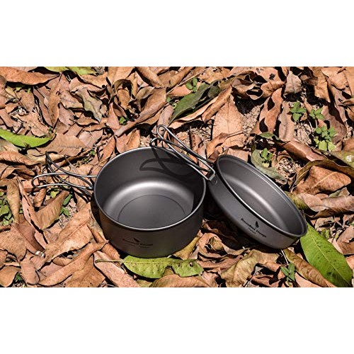 Boundless Voyage Titanium Pot and Pan Set with Lid, Folding Bail Handle, Ti15114A 1000ml + 500ml-6