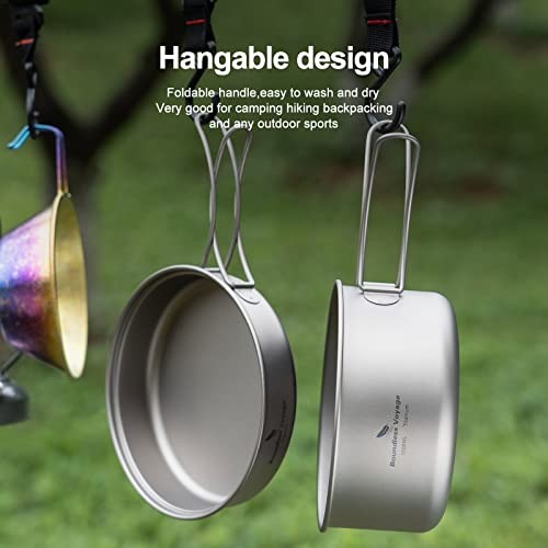 Boundless Voyage Titanium Pot and Pan Set with Folding Handles, Ti15114A 1000ml/500ml-6