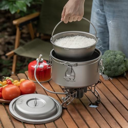 Boundless Voyage Silver Titanium Camping Pot Rice Cooker Ti-2092c-4