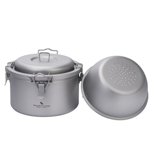 Boundless Voyage Silver Titanium Camping Pot Rice Cooker Ti-2092c