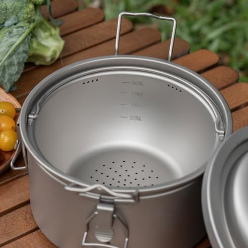 Boundless Voyage Silver Titanium Camping Pot Rice Cooker Ti-2092c-6