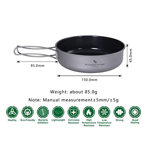 Boundless Voyage Titanium Frying Pan, Folding Handle, Ti2067C Large-2