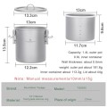 Boundless Voyage Titanium Backpacker Rice Cooker Pot, 1.4L Outer Pot with 0.9L Inner Container, ti2093c-d