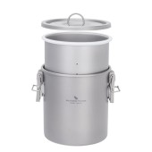 Boundless Voyage Titanium Backpacker Rice Cooker Pot, 1.4L Outer Pot with 0.9L Inner Container, ti2093c-d