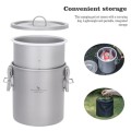 Boundless Voyage Titanium Backpacker Rice Cooker Pot, 1.4L Outer Pot with 0.9L Inner Container, ti2093c-d