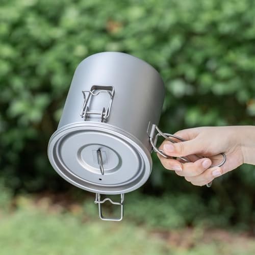 Boundless Voyage Titanium Backpacker Rice Cooker Pot, 1.4L Outer Pot with 0.9L Inner Container, ti2093c-d-5