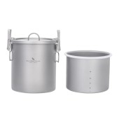 Boundless Voyage Ti-2093 Titanium Rice Cooker Camping Cooking Pot Set, Ti-2093 Noraml