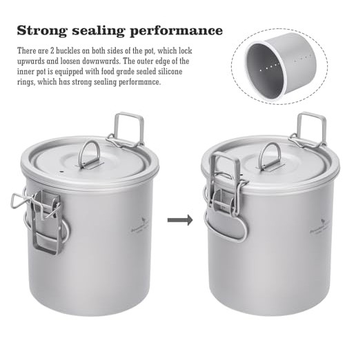 Boundless Voyage Ti-2093 Titanium Rice Cooker Camping Cooking Pot Set, Ti-2093 Noraml-2