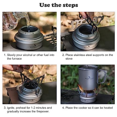 Boundless Voyage Titanium Spirit Alcohol Stove, Mini Alcohol Burner for Camping, Backpacking and Hiking-3