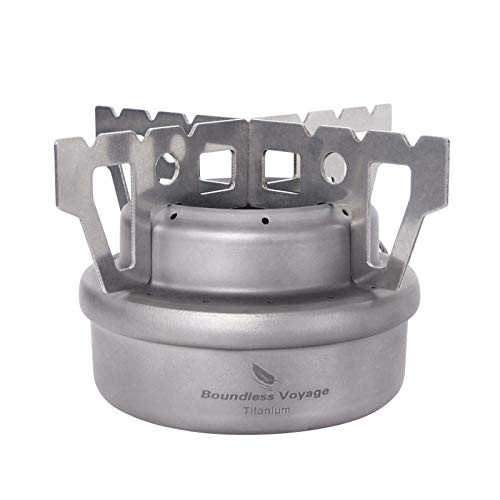 Boundless Voyage Titanium Spirit Alcohol Stove, Mini Alcohol Burner for Camping, Backpacking and Hiking