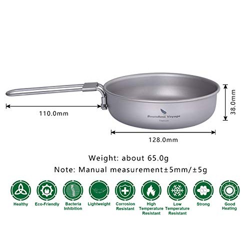 Boundless Voyage Ultra-Light Titanium Frying Pan with Folding Handle, Ti2061C, 5 inch-1