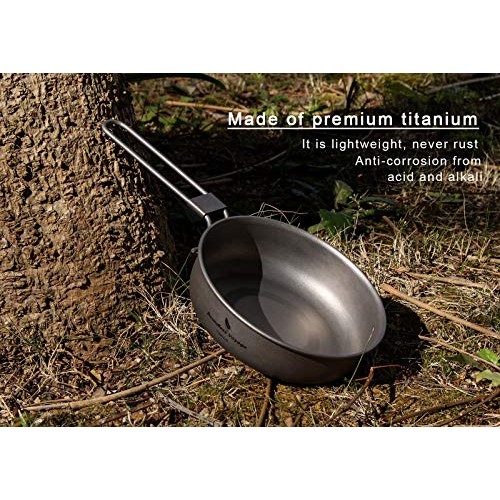 Boundless Voyage Ultra-Light Titanium Frying Pan with Folding Handle, Ti2061C, 5 inch-5
