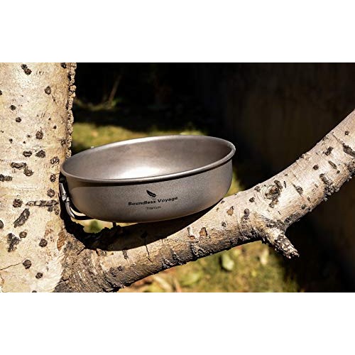 Boundless Voyage Ultra-Light Titanium Frying Pan with Folding Handle, Ti2061C, 5 inch-6